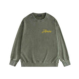 Amiri washed sweatshirt yellow letter pegasus printing washed and distressed
