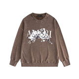 Amiri washed sweatshirt colorless floral printing washed and distressed