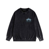 Amiri washed sweatshirt bone crack star printing washed and distressed