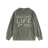Amiri washed sweatshirt distressed text printing washed and distressed