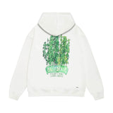 Amiri hoodie green leaf letter print