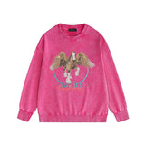 Amiri washed sweatshirt oil painting pegasus printing washed and distressed