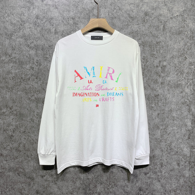 Amiri long sleeve shirts watercolor cartoon letterprinting