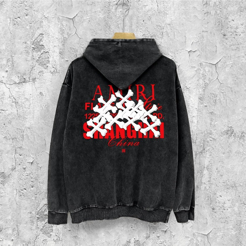Amiri washed hoodie china limited bone distressed print