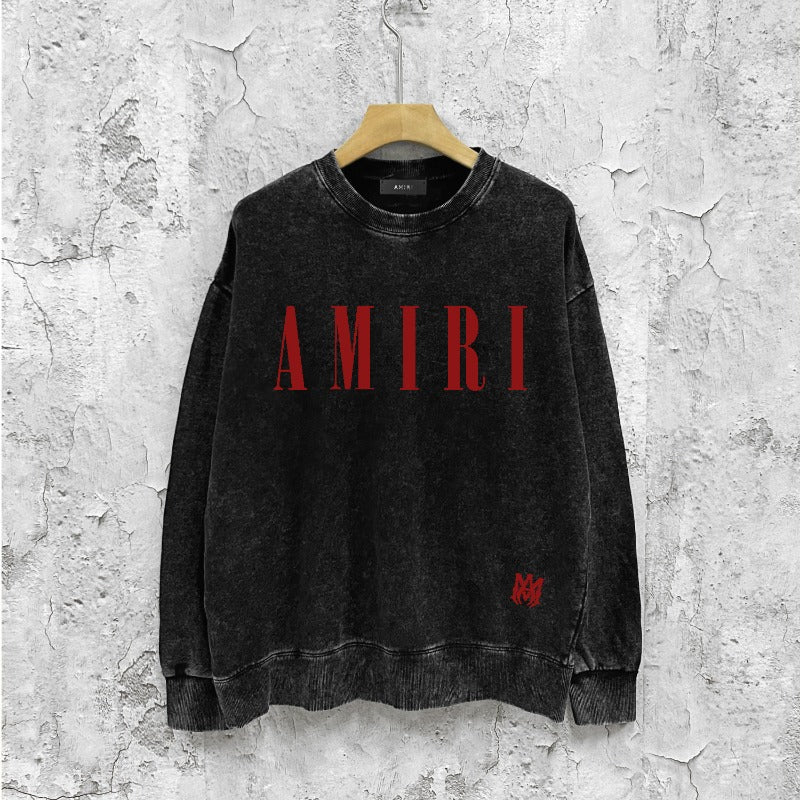 Amiri washed sweatshirt classic letter spider print washed old