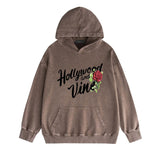 Amiri washed hoodie hollywood rose printing distressed printing