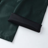 Rhude Pant Micro Label Letter Embroidered Casual PU Leather Pants, Straight Pants