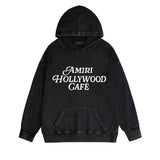 Amiri washed hoodie hollywood font distressed printing