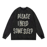 Men long sleeved shirt retro washed old letter design men's loose