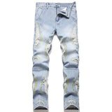 Mens Fashion Jeans Destroy embroidery thread balls 5720#