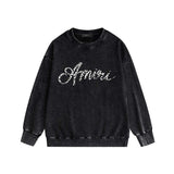Amiri washed sweatshirt silver ring snake letterprinting washed and distressed