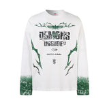 Men's long sleeve shirt - vintage streetwear style, unisex, unique artistic letter graphic design