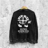 Amiri washed sweatshirt musical note fan printing washed and distressed