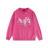 Amiri washed sweatshirt metallic luster letter print washed old
