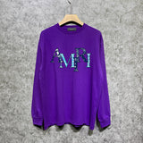 Amiri long sleeve shirts cashew flower overlapping letterprinting