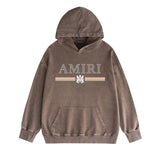 Amiri washed hoodie colorful snake letter horizontal strips washed distressed printing