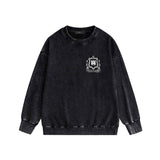 Amiri washed sweatshirt flower shield printing washed and distressed