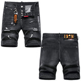 DSQ2 Short Jeans Ripped Patch Slim-fit Stretch Denim Shorts