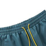 Rhude Shorts Letter Embroidered Elastic PU Leather Shorts Beach Sports Pants