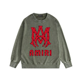 Amiri washed sweatshirt cashew flower large simple label printing washed and distressed