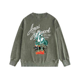 Amiri washed sweatshirt banana panther printing washed and distressed