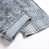 Mens Fashion Jeans Cross-line wide-leg pants 5718#