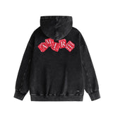 Amiri washed hoodie silver ring snake letter distressed printing