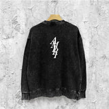 Amiri washed sweatshirt vertical small overlapping letter print washed old