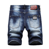 DSQ2 Short Jeans Ripped Patch Slim-fit Stretch Denim Shorts