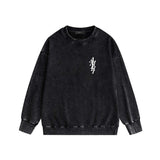 Amiri washed sweatshirt vertical small overlapping letter print washed old