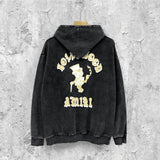 Amiri washed hoodie dice man printing distressed printing