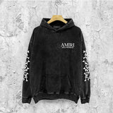 Amiri washed hoodie new bone sleeves distressed printing