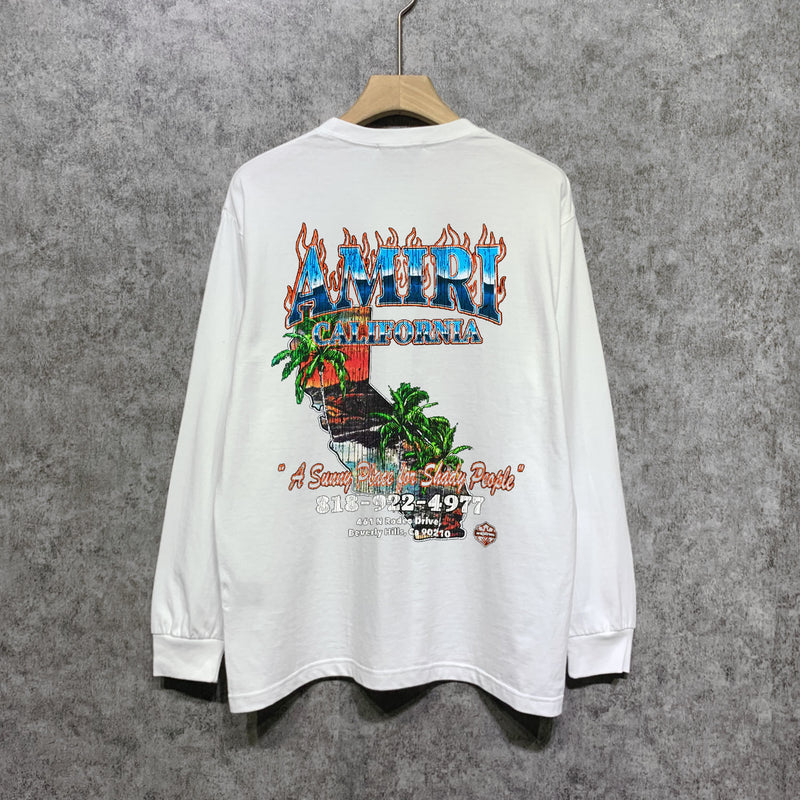 Amiri long sleeve shirts flame island printing