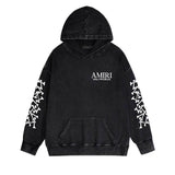 Amiri washed hoodie new bone sleeves distressed printing