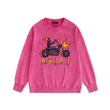 Amiri washed sweatshirt motorcycle skull printing washed and distressed
