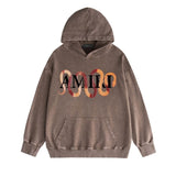Amiri washed hoodie gold snake distressed print
