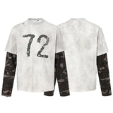 Men long sleeved shirt retrofake two-pieceletter design men's loose