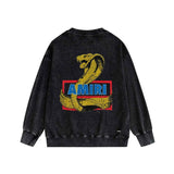 Amiri washed sweatshirt king cobra gold printing washed and distressed