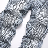 Mens Fashion Jeans Cross-line wide-leg pants 5718#