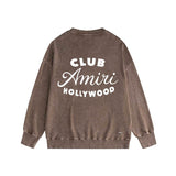 Amiri washed sweatshirt hollywood club printing washed and distressed