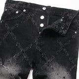 Mens Fashion Jeans Chain embroidery S8261#