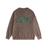 Amiri washed sweatshirt waist flower camouflage letterprinting washed and distressed