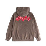 Amiri washed hoodie silver ring snake letter distressed printing