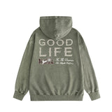 Amiri washed hoodie with distressed text and distressed printing