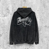 Amiri washed hoodie bowling distressed print