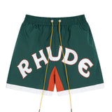 Rhude Shorts Color Matching Casual Sports Mesh Shorts