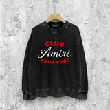 Amiri washed sweatshirt hollywood club printing washed and distressed