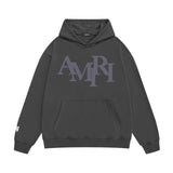 Amiri hoodie all gray overlapping letterprinting