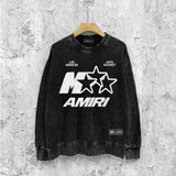 Amiri washed sweatshirt five-pointed star mottled letterprinting washed and distressed