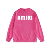 Amiri washed sweatshirt large simple logo printing washed distressed sweatshirt